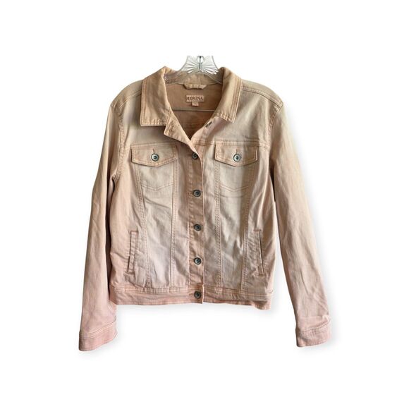 Merona Women's Pink Denim Jacket Button Up Front Two Side Pockets size Large - Picture 1 of 6